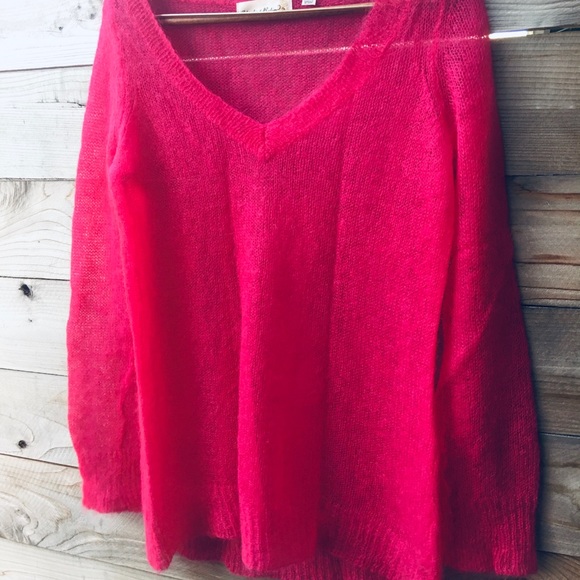 Anthropologie Sweaters - Charlie & Robin Bright Pink Long, Airy Sweater